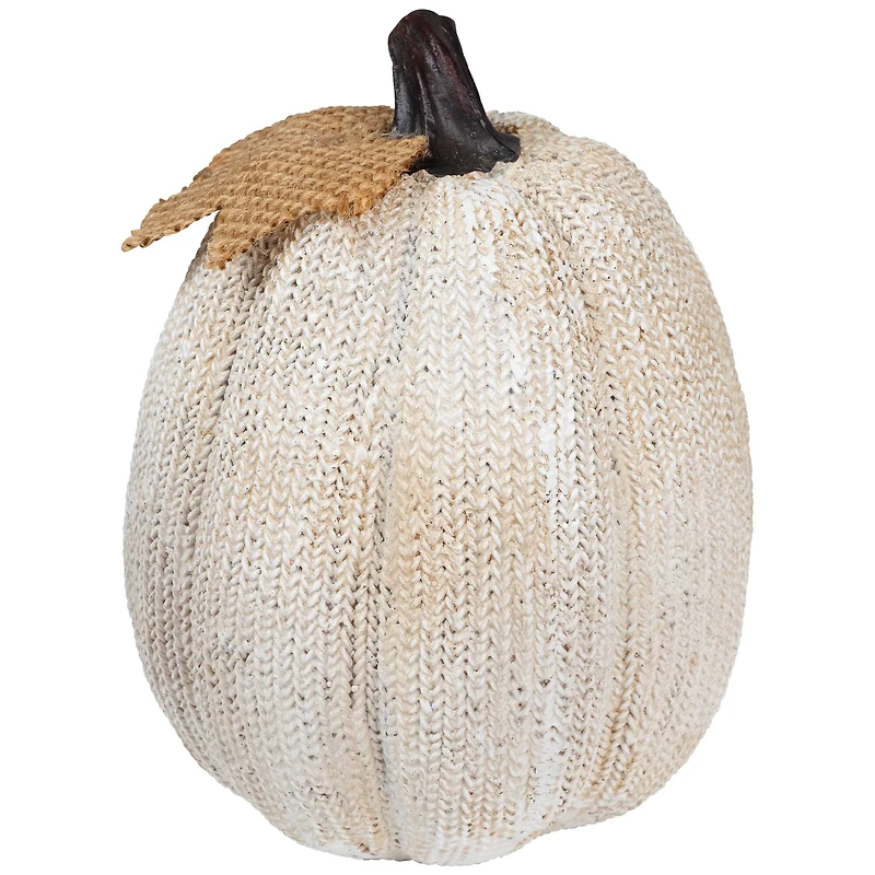 6.25" White Pumpkin Autumn Harvest Thanksgiving Tabletop Decoration