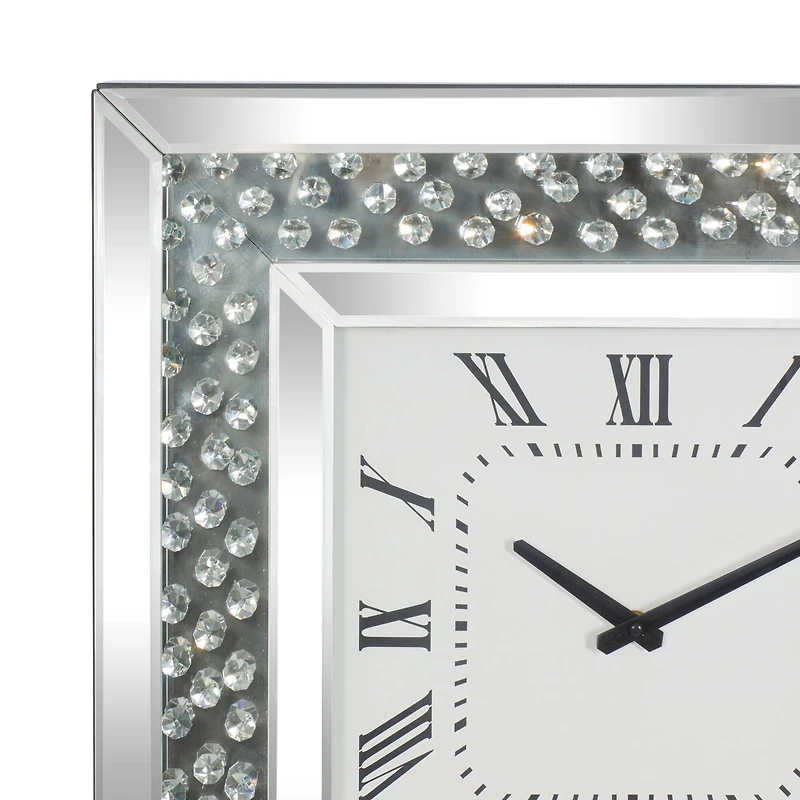 Silver Glam Wood Wall Clock, 20" x 20"