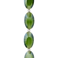 Green Glass Faceted Oval Beads, 20mm by Bead Landing™