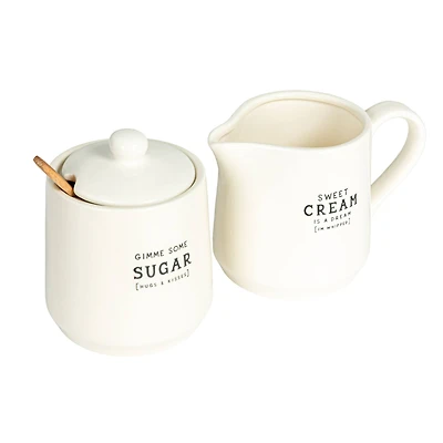 Hello Honey® White Charming Stoneware Creamer & Sugar Pot Set with Spoon
