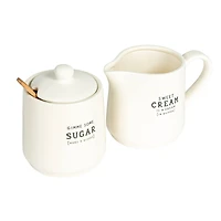 Hello Honey® White Charming Stoneware Creamer & Sugar Pot Set with Spoon
