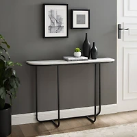 Walker Edison Faux White Marble/Black Modern Curved Entry Table