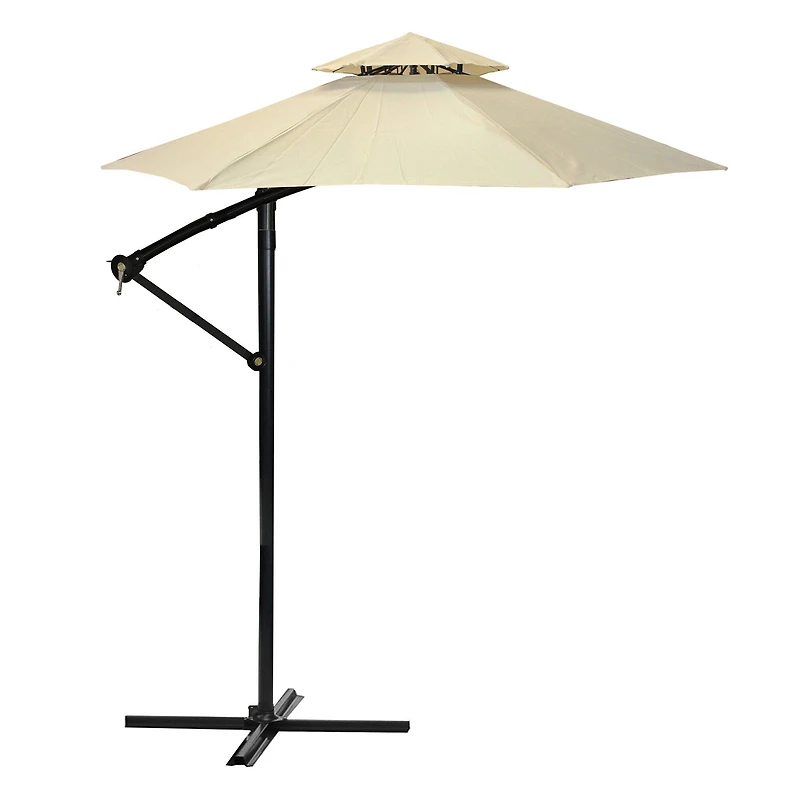10ft. Beige & Black Patio Umbrella with Crank & Tilt 