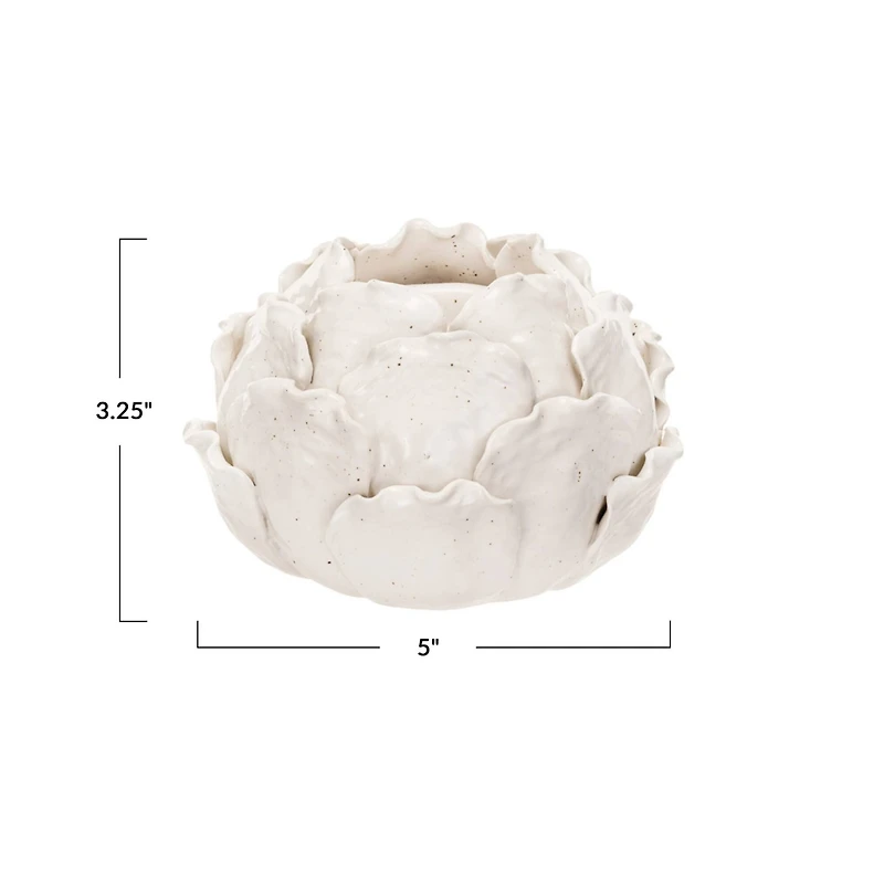 Hello Honey® 5" Cream Artichoke Tealight Stoneware Candle Holder