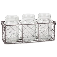DII® Rustic Chicken Wire Flatware Caddy with Clear Jars