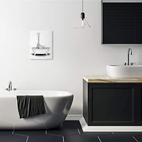 Stupell Industries Giraffe In A Tub Funny Animal Bathroom Drawing Canvas Wall Art