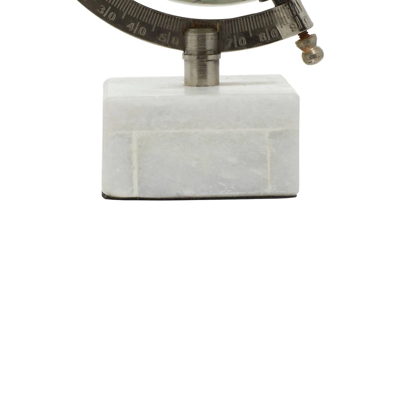 9" White Ceramic & Metal Contemporary Globe