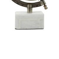 9" White Ceramic & Metal Contemporary Globe