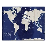 Navy Blue World Map 20" x 16" Canvas Wall Art
