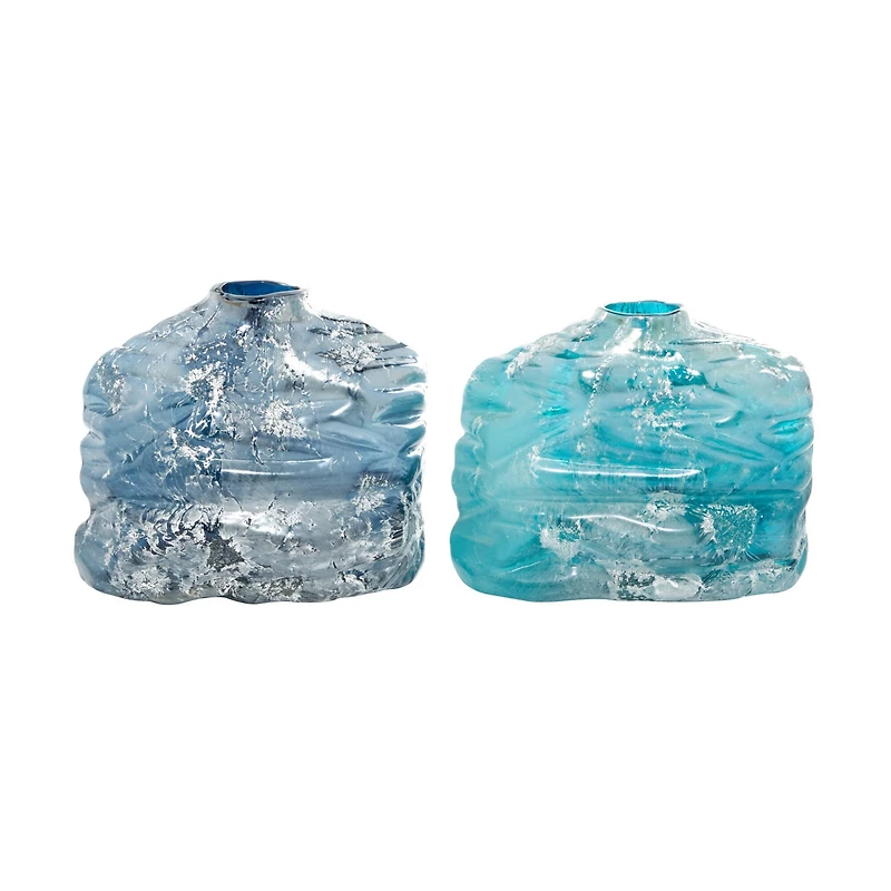 The Novogratz Blue Contemporary Glass Vase Set