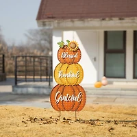 Glitzhome® 35.5" Thanksgiving Metal Stacked Pumpkins Yard Stake