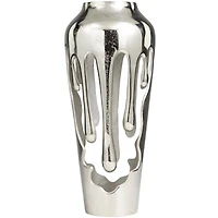19" Silver Aluminum Drip Vase with Melting Designed Body