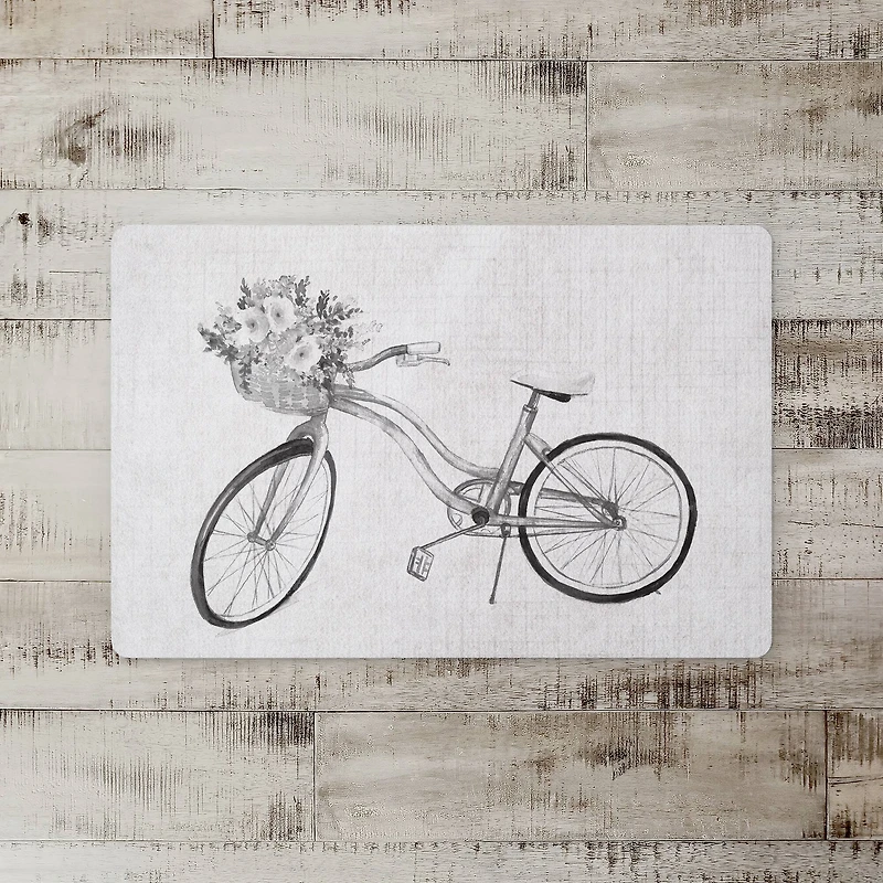 Floral Gray Bike 27" x 18" Floor Mat
