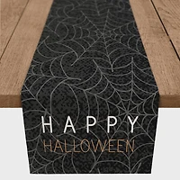Happy Halloween Spider Webs 16" x 90" Cotton Twill Runner