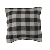 Hello Honey® 18" Hunter Green Check with Flanged Edge Woven Recycled Cotton Pillow