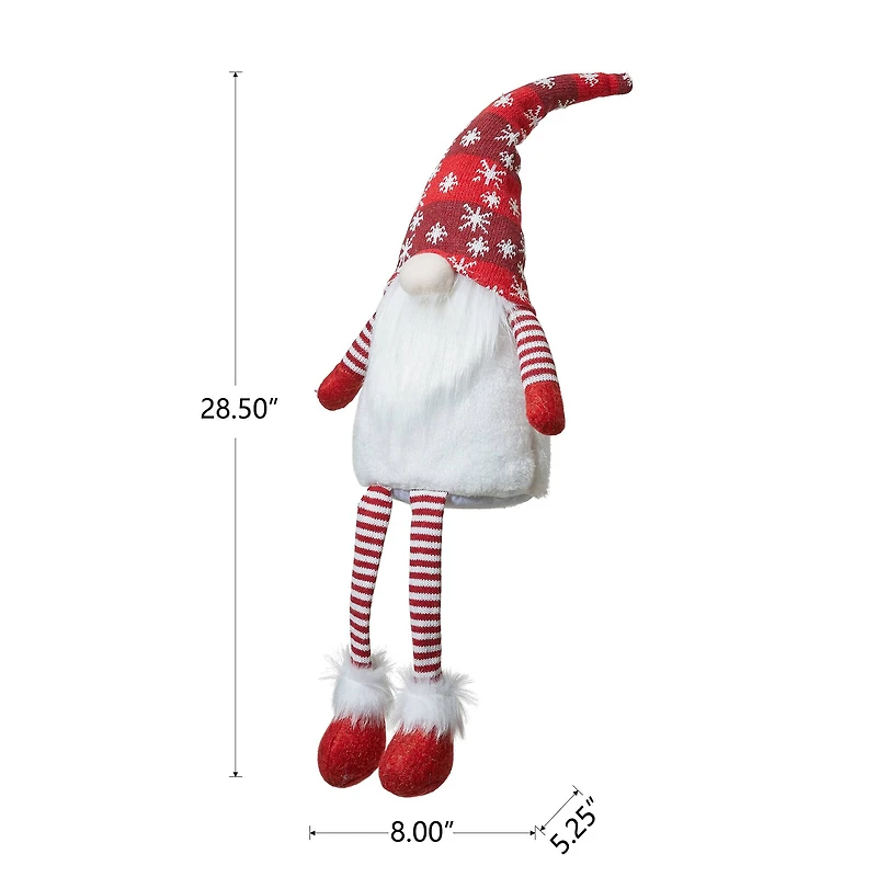 Glitzhome® 28" Fabric Christmas Gnome Shelf Sitter with Dangling Legs