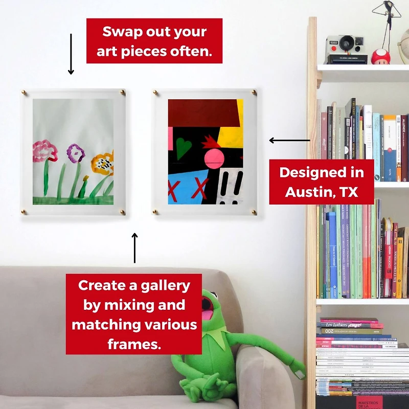 Cool Modern Frames 2 Pack Clear Acrylic Float Frame with Silver Hardware