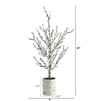 24" Unlit Snowed Twig Artificial Christmas Tree in Decorative Planter