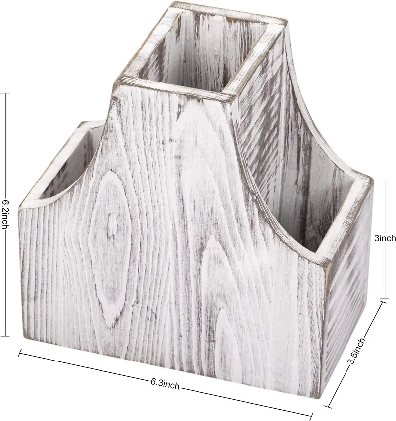 NEX™ 6.5" Rustic White 3-Compartment Remote Control Holder