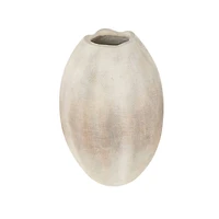 17" Cream Checkered Patterns Magnesium Oxide Decorative Vase