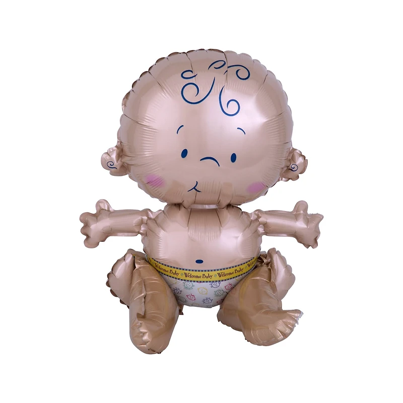15" Satin Air-Filled Sitting Baby Foil Balloon