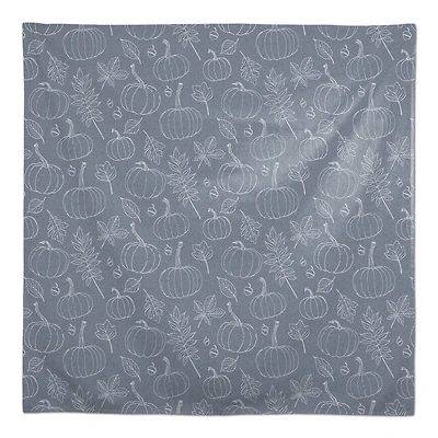 58" Autumn Pumpkins On Blue Tablecloth