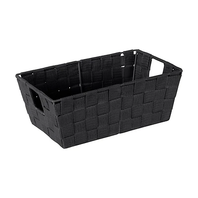 Simplify Small Black Woven Storage Shelf Bin