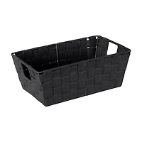 Simplify Small Black Woven Storage Shelf Bin
