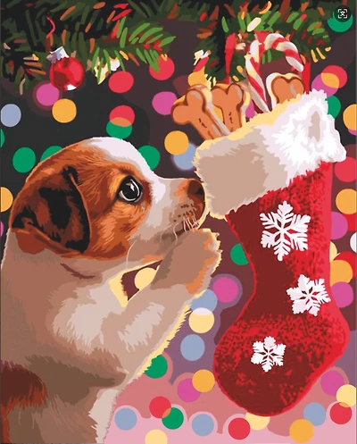 16" x 20" Puppy with Stocking Paint-by-Number Kit by Artist's Loft™