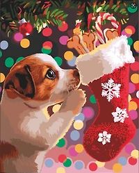 16" x 20" Puppy with Stocking Paint-by-Number Kit by Artist's Loft™