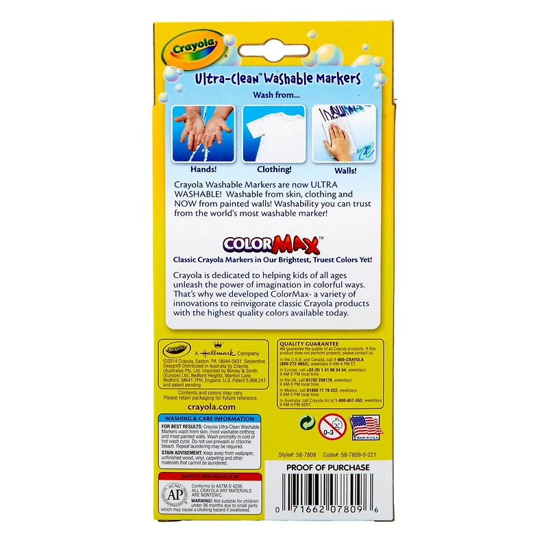 Crayola® Washable™ Classic 8 Piece Fine Line Marker Set