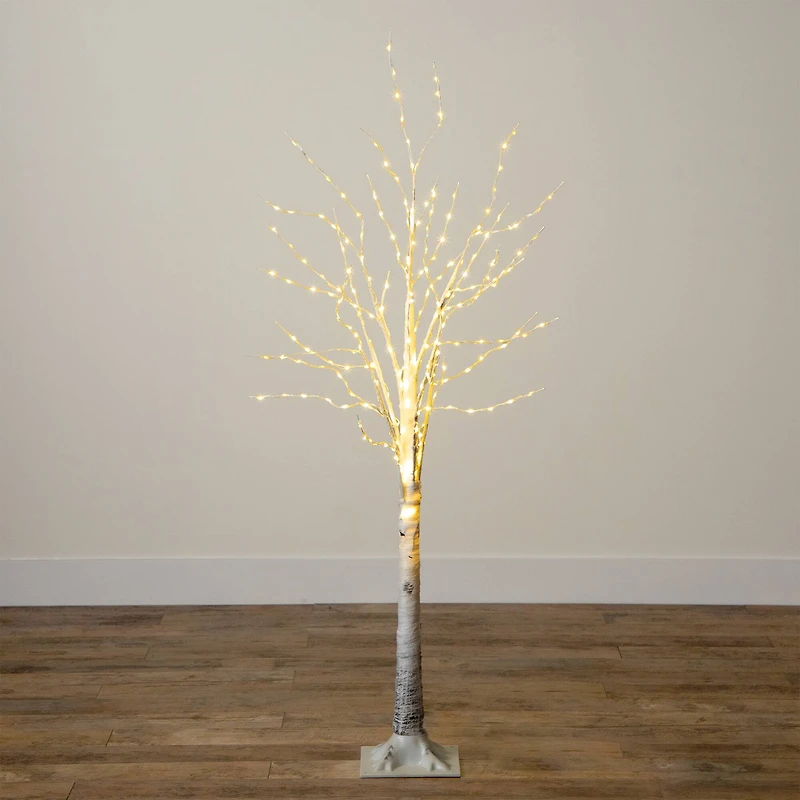 5ft. Pre-Lit White Birch Artificial Christmas Tree, Warm White LED Lights