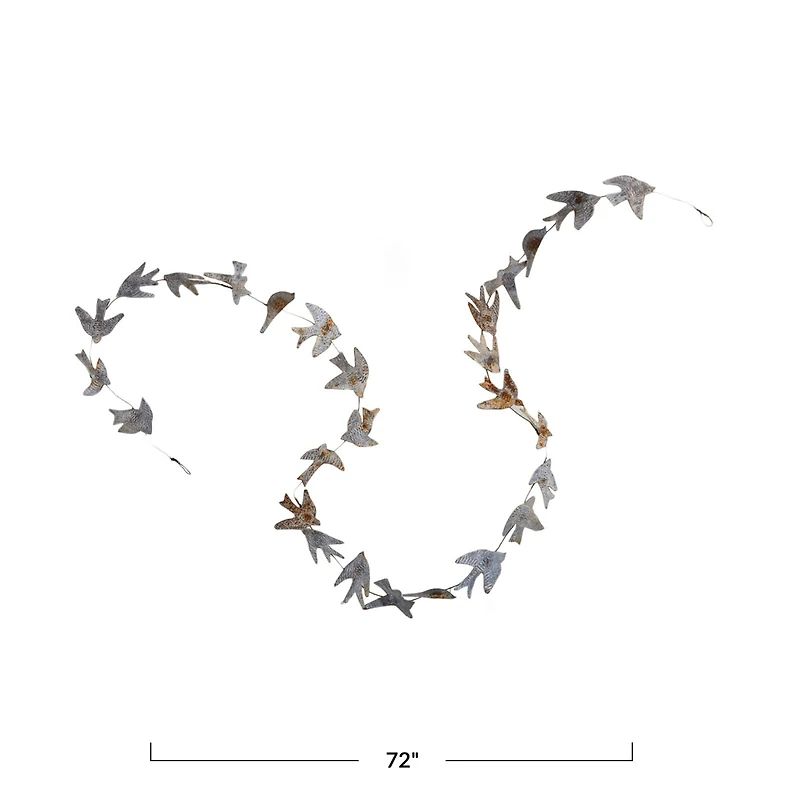Hello Honey® 6ft. Distressed Zinc Finish Metal & Wire Bird Garland