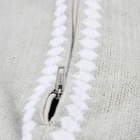 Hello Honey® Gray Square Embroidered Multistripe Cotton Pillow Cover