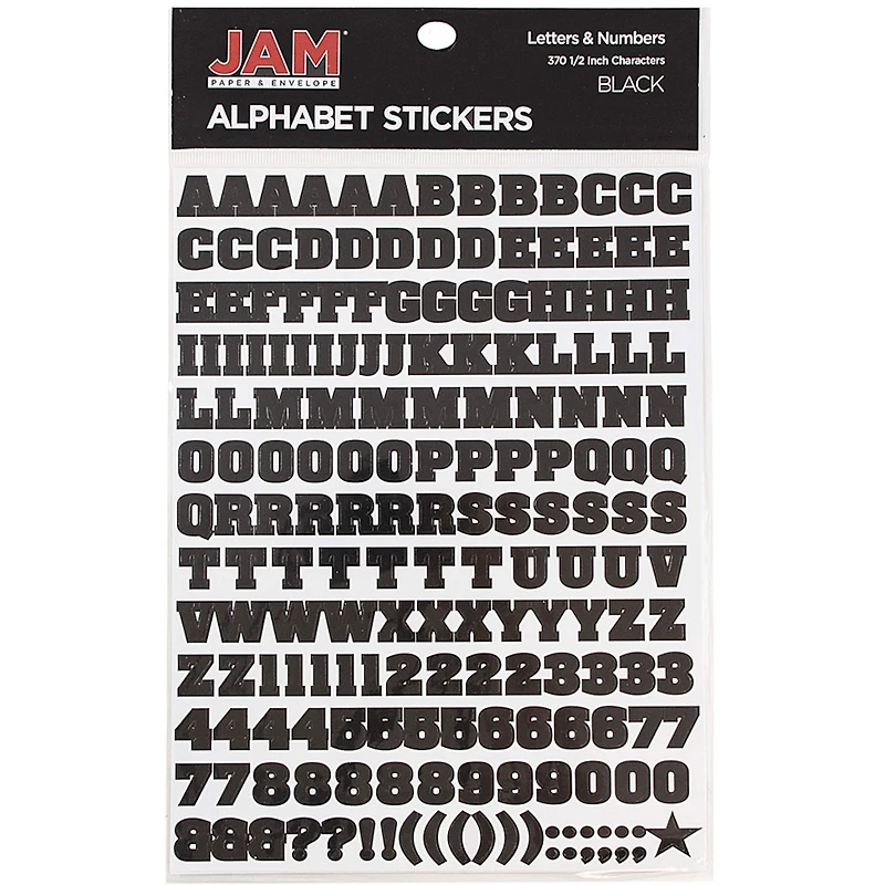 JAM Paper Black Upper Case Alphabet Letter Stickers