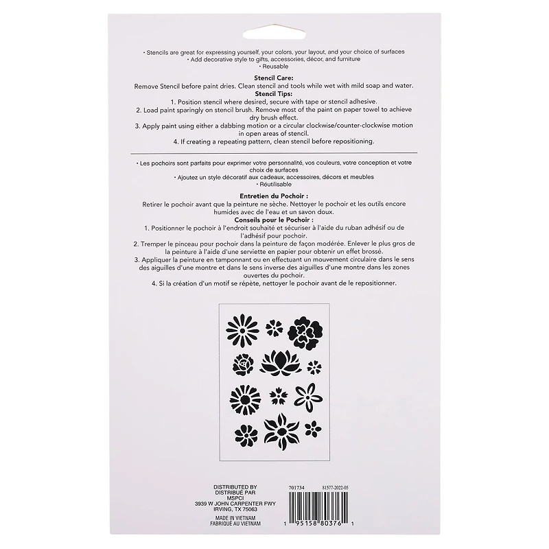 Flower Stencils, 7" x 10" by Craft Smart®