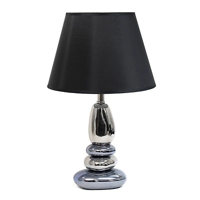 Elegant Designs™ 21.5" Chrome and Metallic Blue Stones Table Lamp with Black Shade