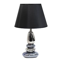 Elegant Designs™ 21.5" Chrome and Metallic Blue Stones Table Lamp with Black Shade