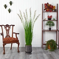 5ft. Wheat Grass Plant in Ribbed Metal Planter