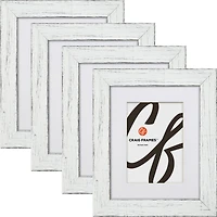 Craig Frames 4 Pack: Jasper Marshmallow Weathered White Picture Frame with Mat