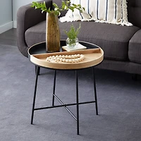 22" Black Metal Contemporary Accent Table