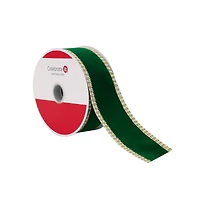 1.5" x 25ft. Green with Gold Edge Wired Ribbon by Celebrate It®