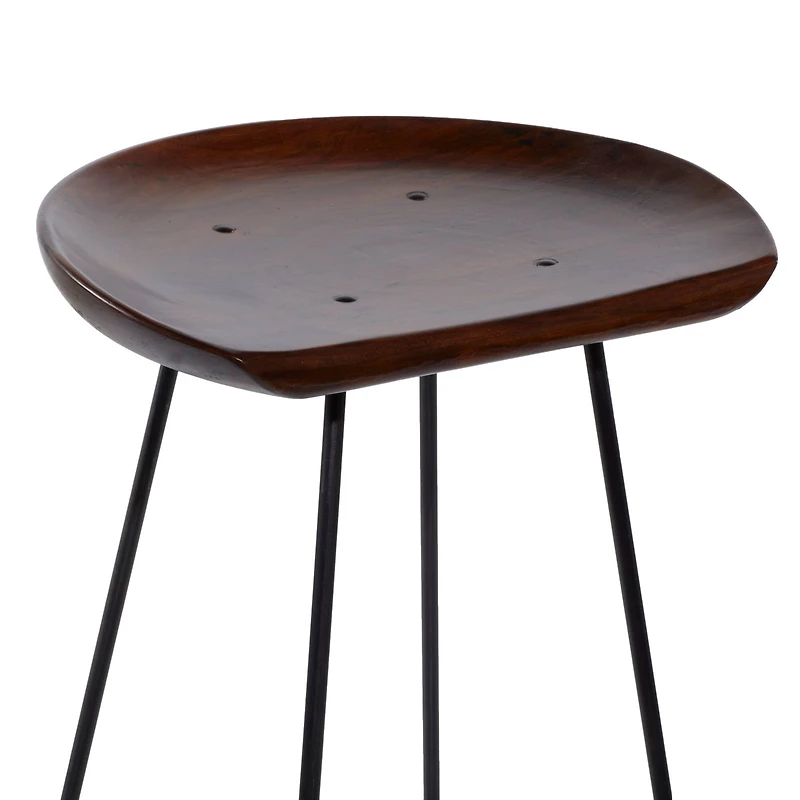 Brown Iron & Wood Rustic Stool