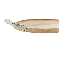 Brown Round Mango Wood Farmhouse Tray Set