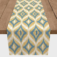 Blue & Yellow Ikat Indoor/Outdoor Table Runner