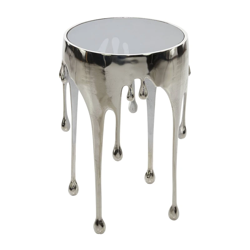 24" Silver Contemporary Aluminum Accent Table