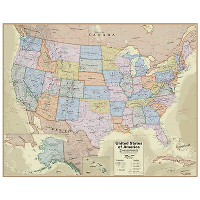 Hemispheres Boardroom Series United States Laminated Wall Map