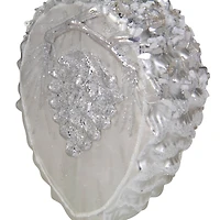 Glittered Half Pine Cone Glass Christmas Ornament - 4" - Silver