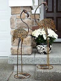 42" Wild Flamingo Garden Art Duo