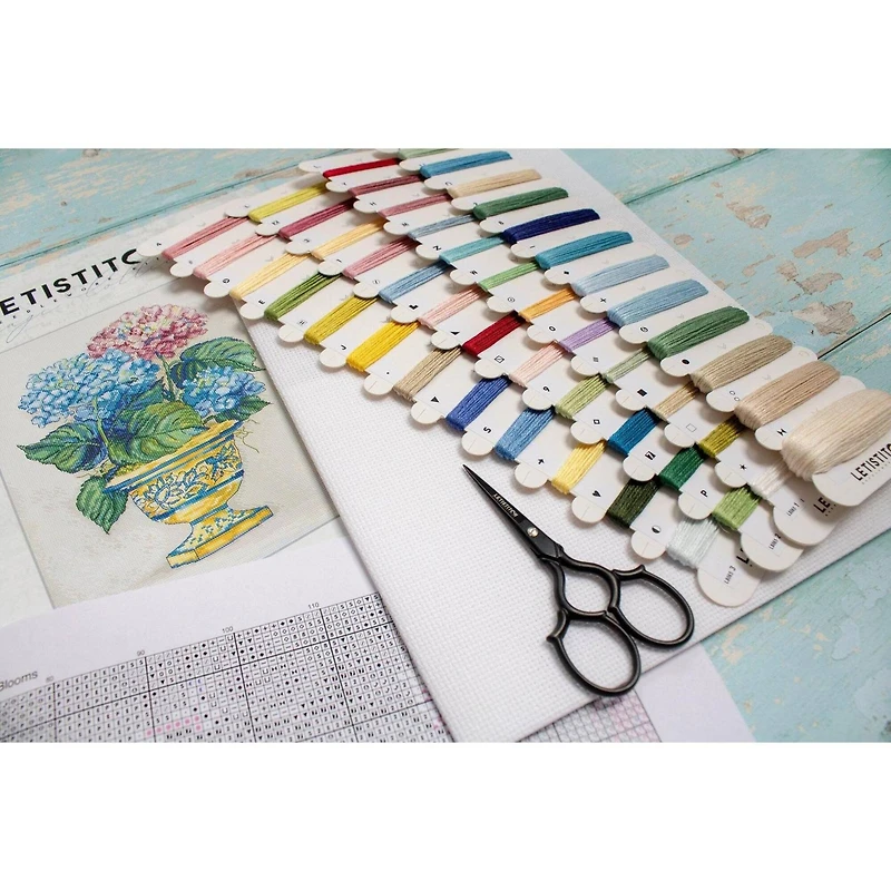 LetiStitch Hydrangea Blooms Counted Cross Stitch Kit